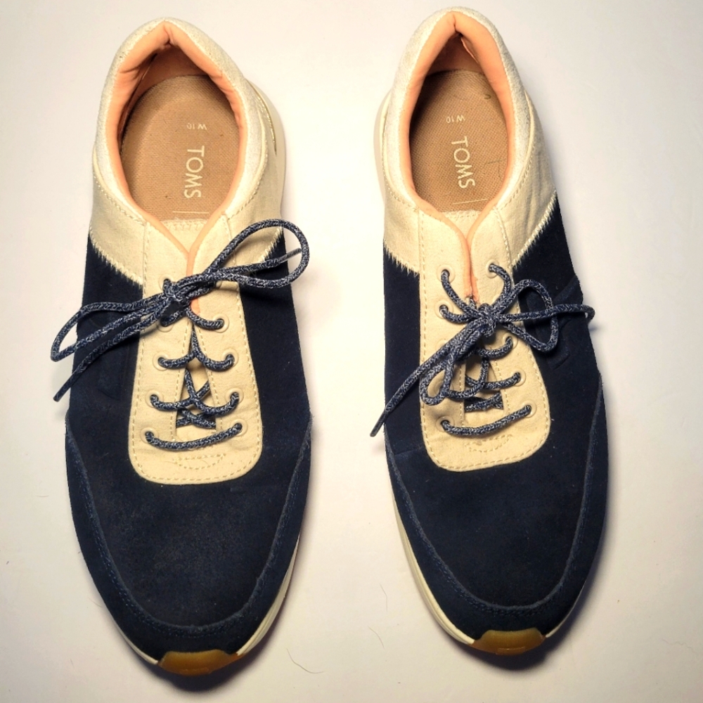 Toms Women's Arroyo‎ Navy Suede and Canvas Sneakers Shoes Size 10